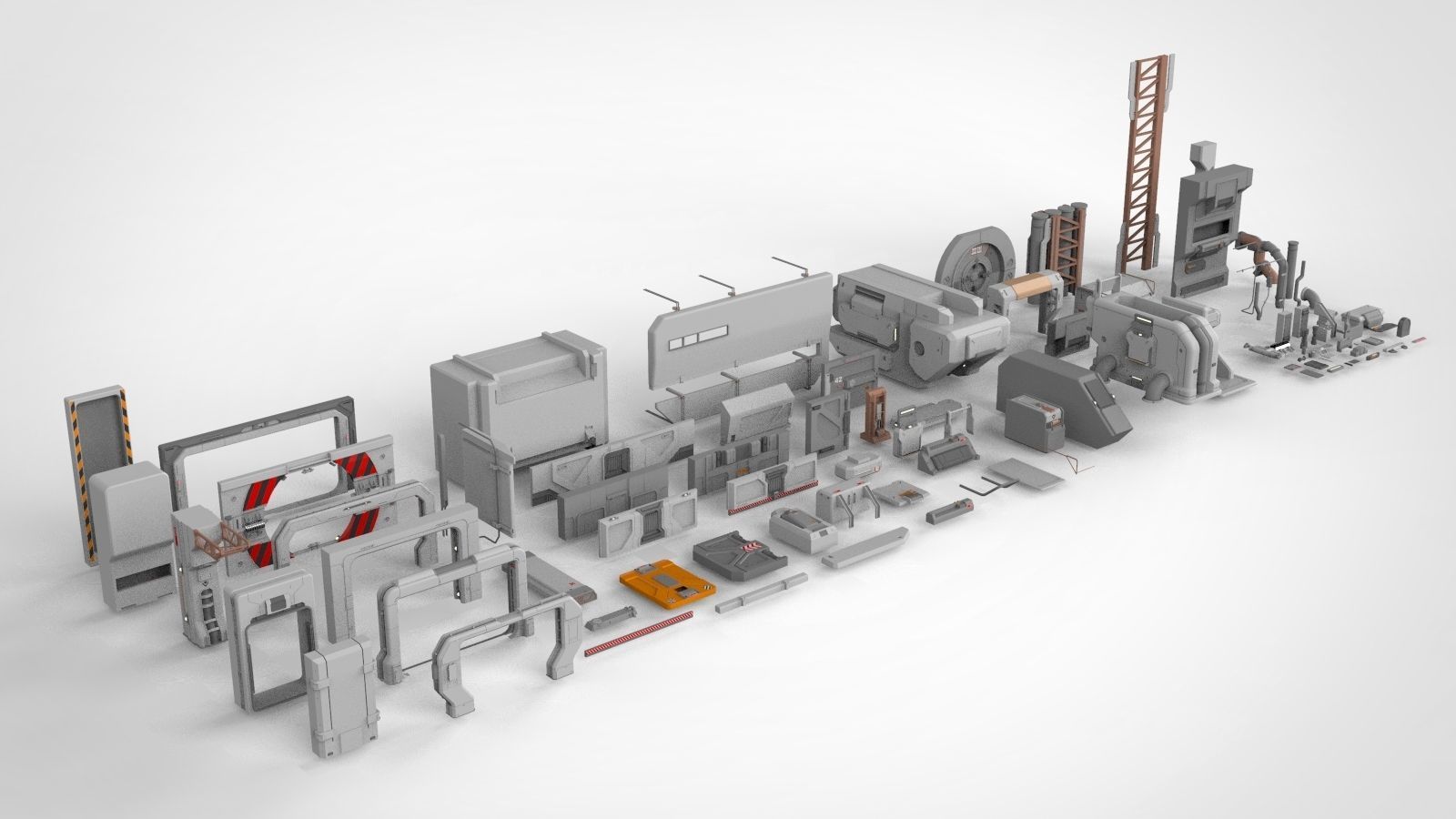 Sci-Fi architecture Elements collection 15 3D model_2