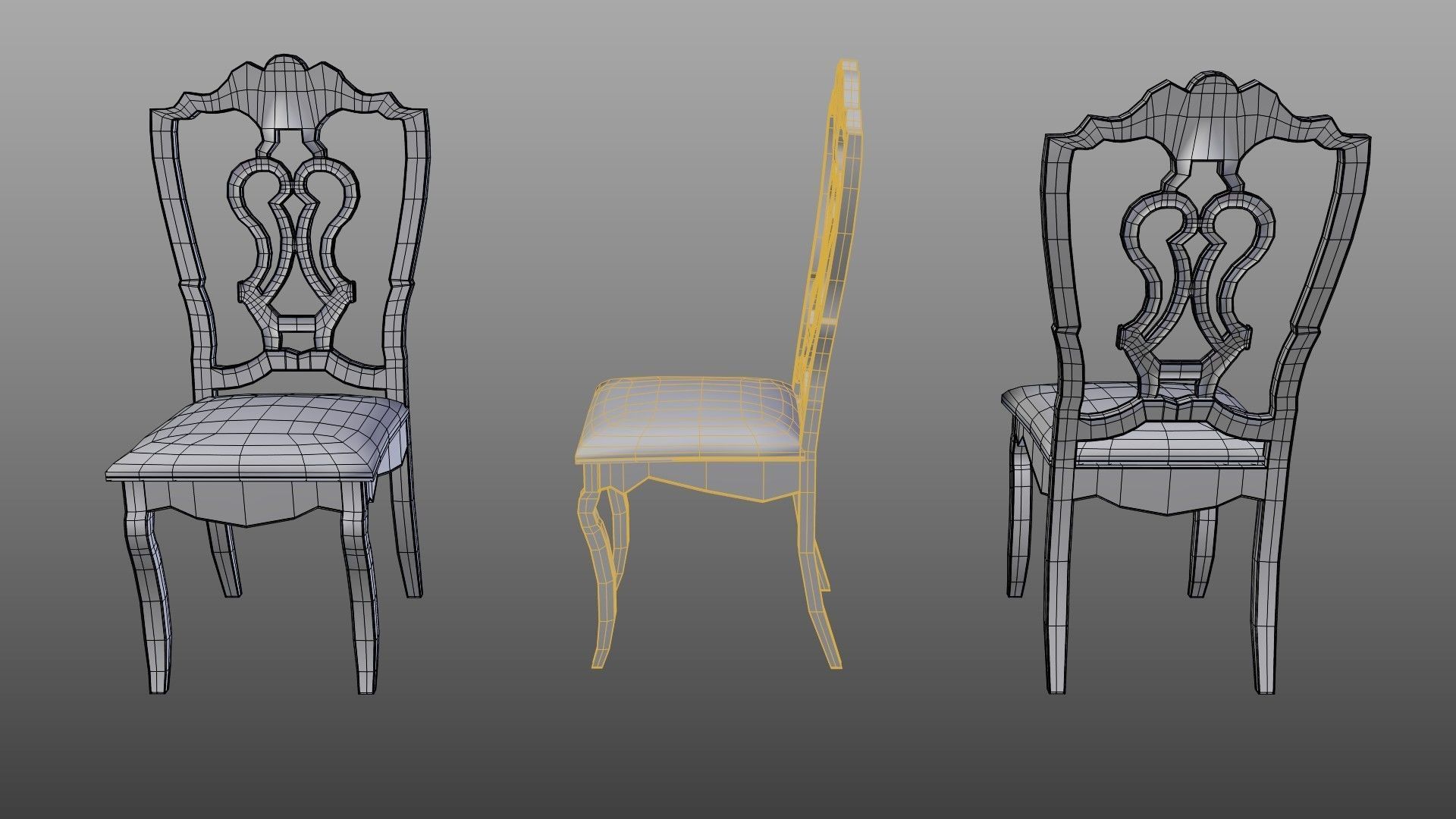 Dining Table and Chair Low-poly 3D model_14