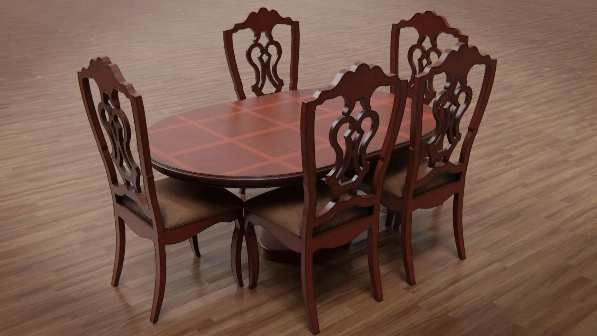 Dining Table and Chair Low-poly 3D model_0