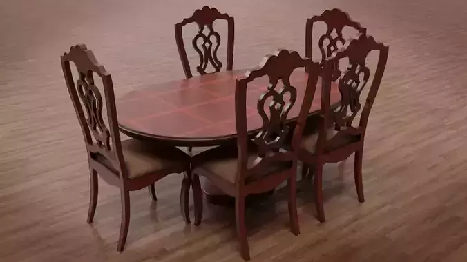 Dining Table and Chair Low-poly 3D model