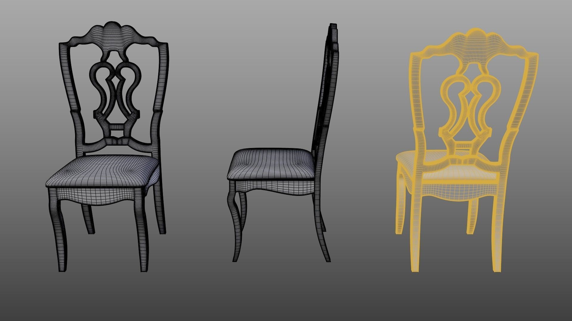 Dining Table and Chair Low-poly 3D model_13