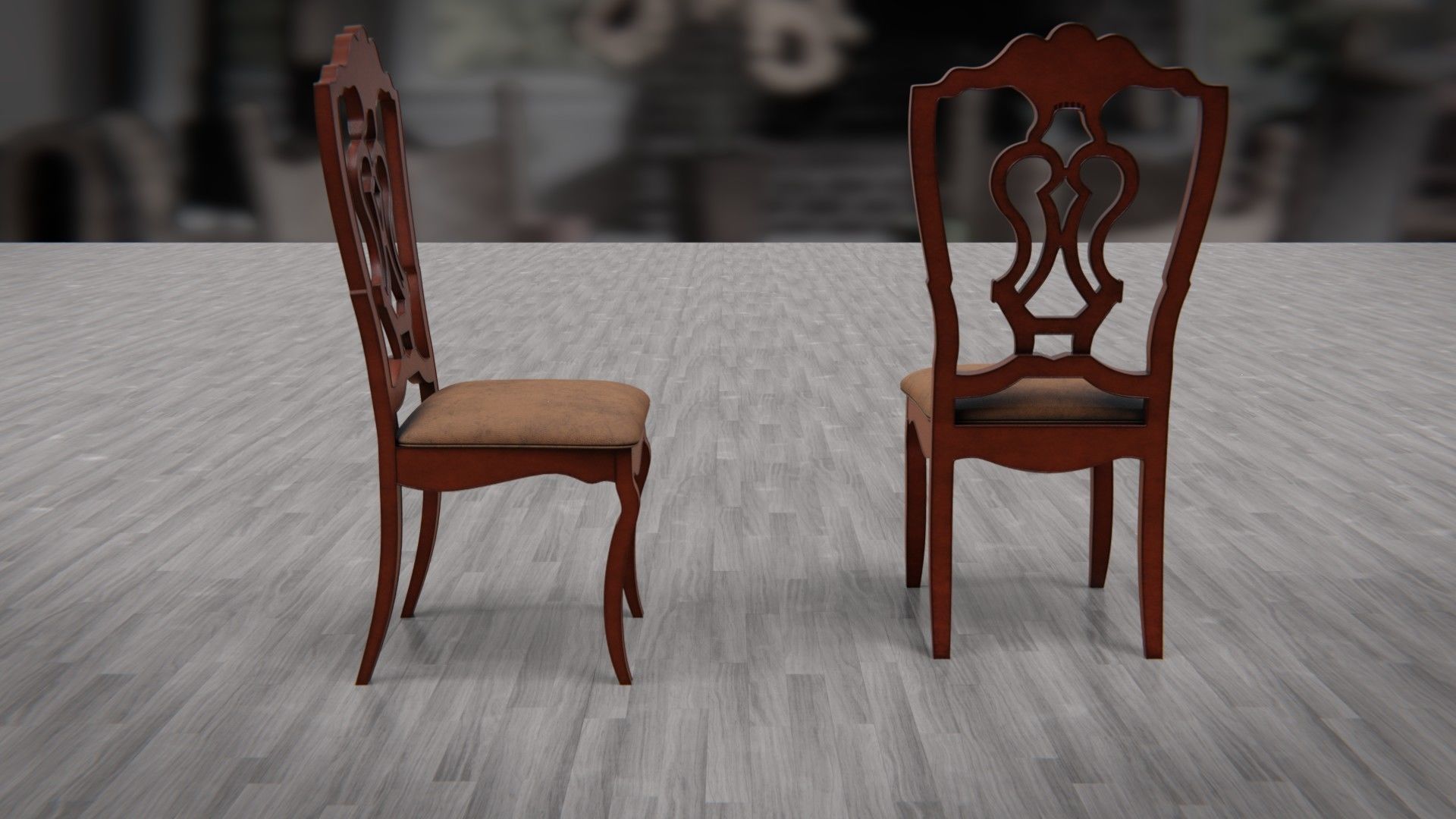 Dining Table and Chair Low-poly 3D model_6