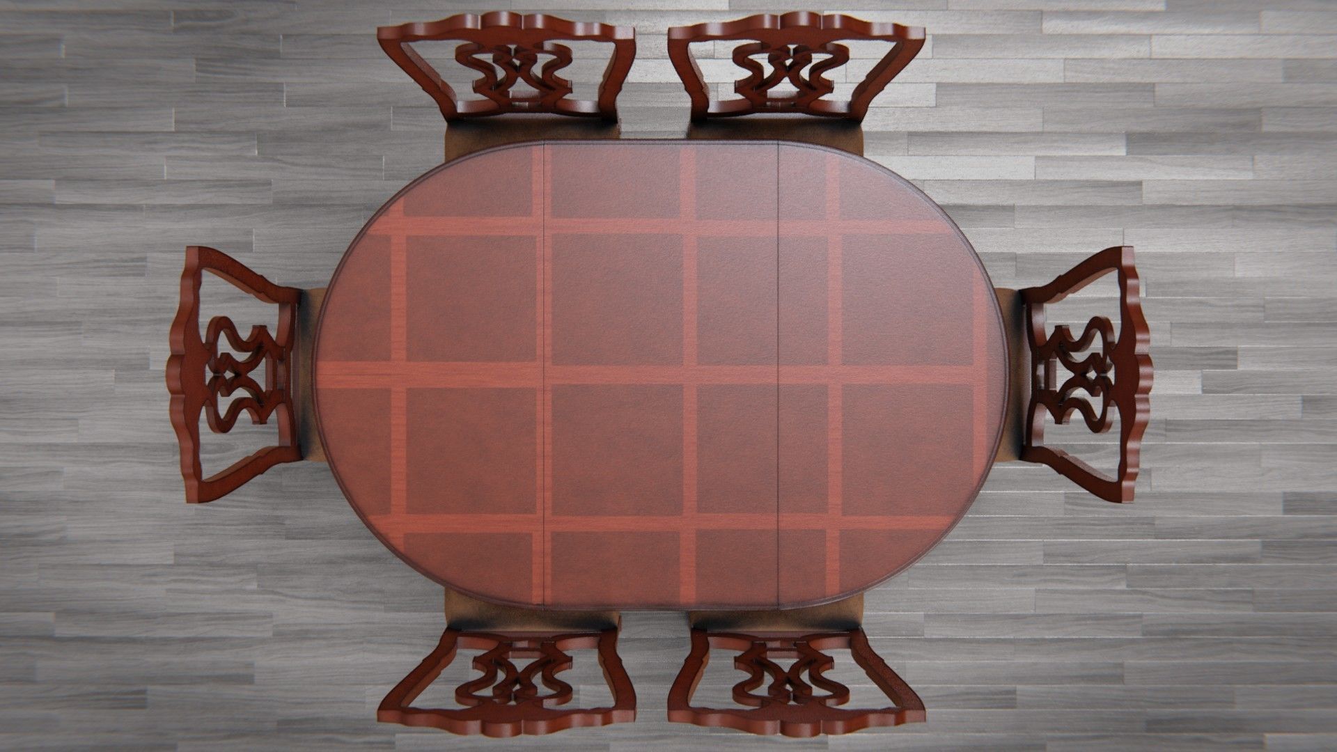 Dining Table and Chair Low-poly 3D model_1