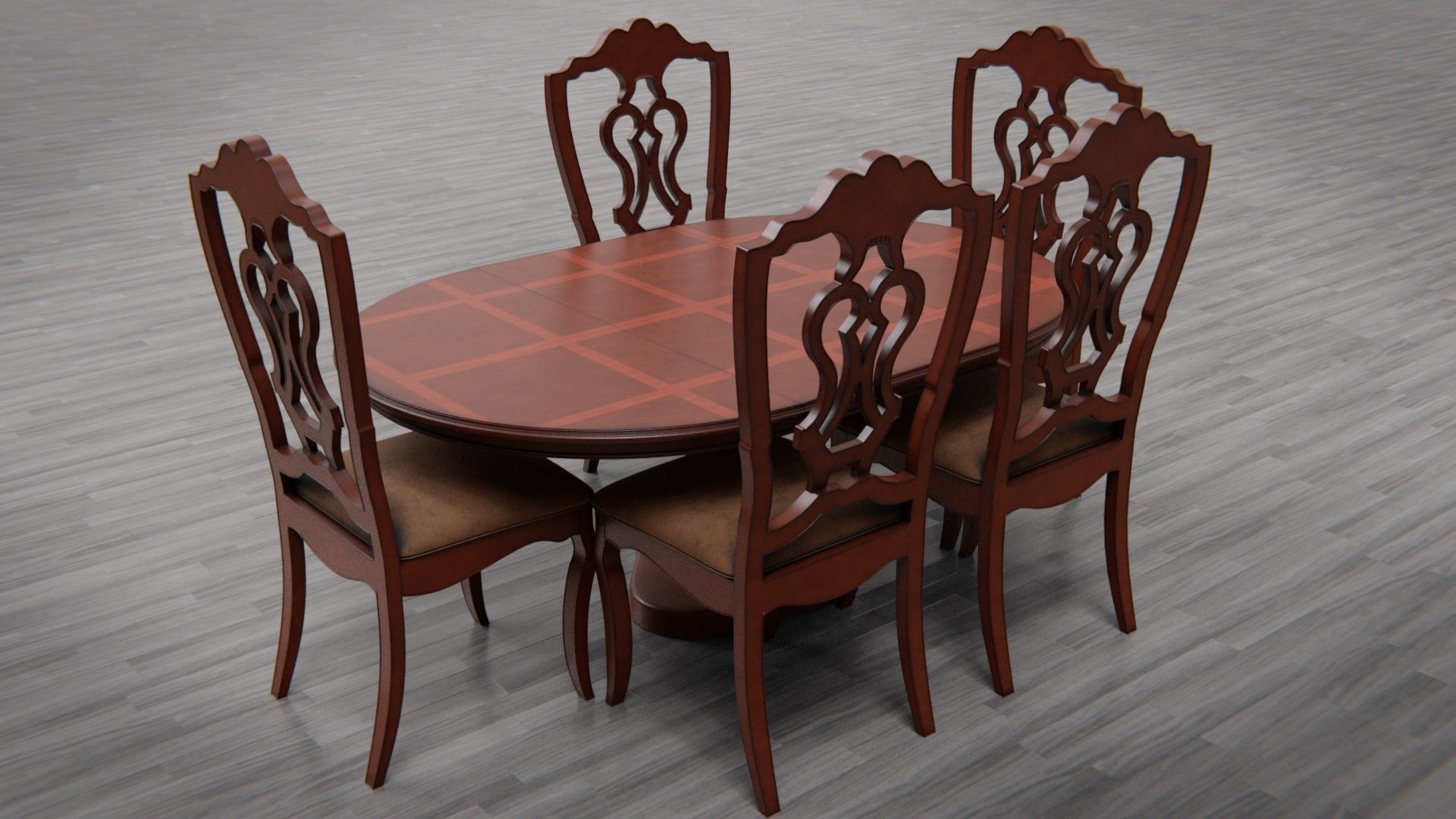 Dining Table and Chair Low-poly 3D model_2