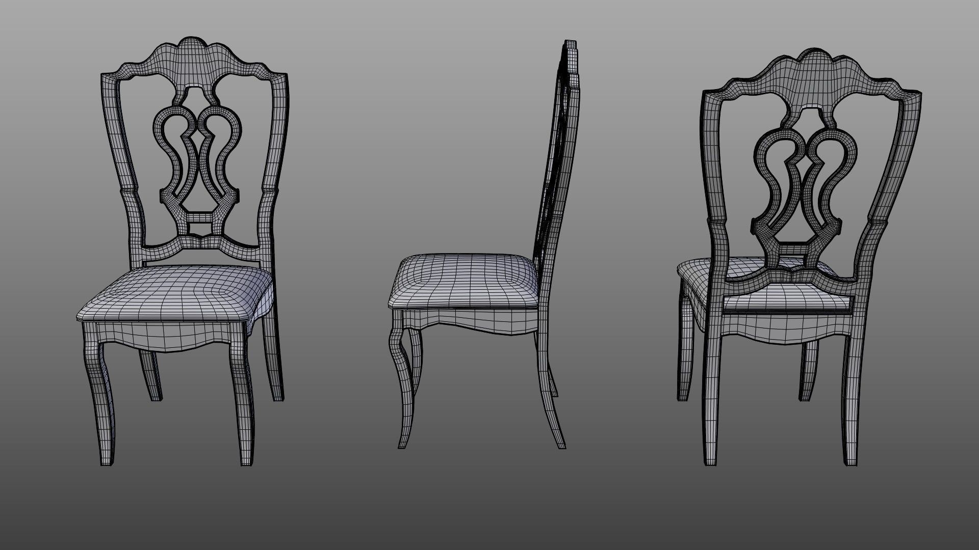 Dining Table and Chair Low-poly 3D model_15