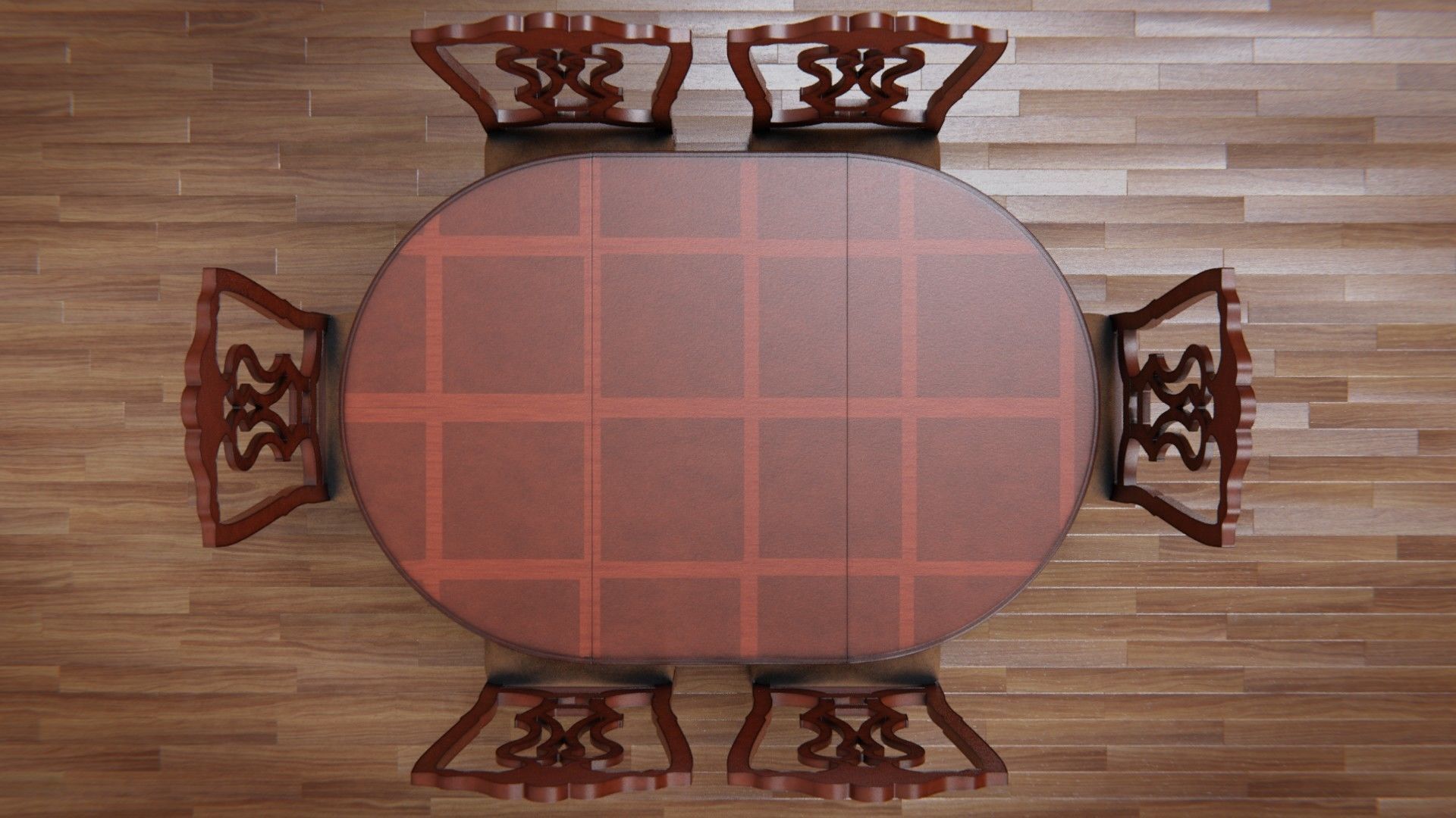 Dining Table and Chair Low-poly 3D model_3