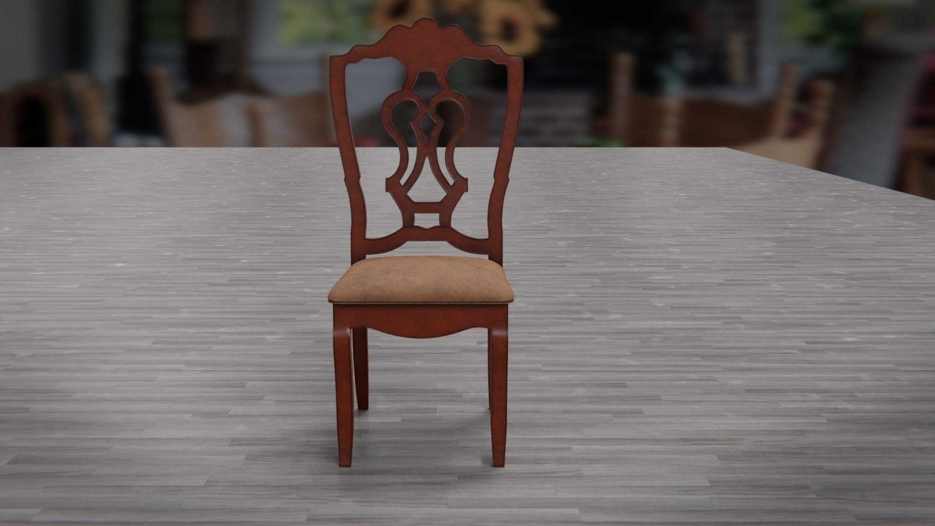 Dining Table and Chair Low-poly 3D model_7