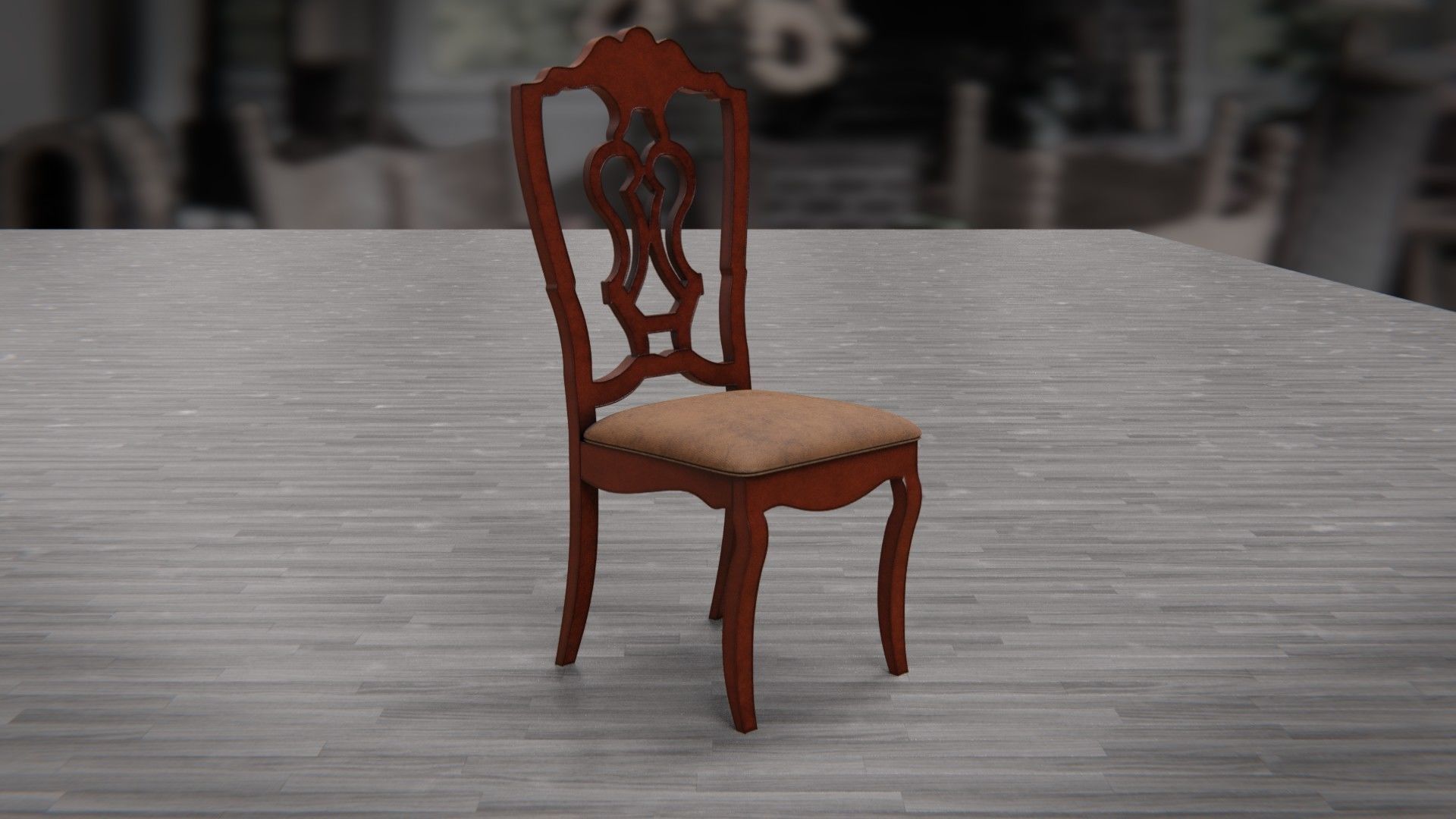 Dining Table and Chair Low-poly 3D model_5