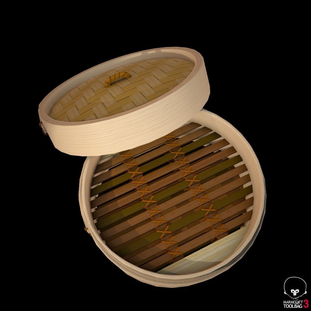 lowpoly Bamboo steamer Low-poly 3D model_7