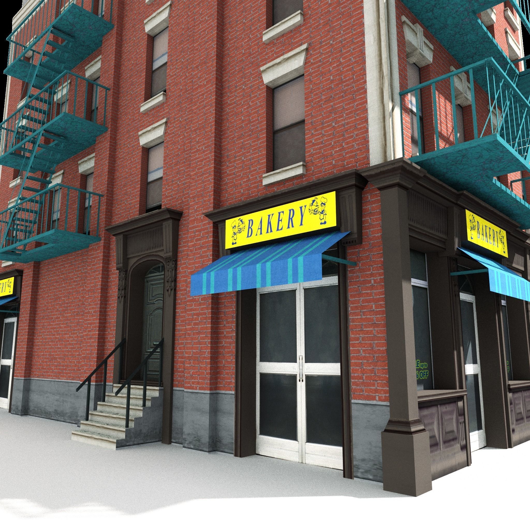 Nyc Building 02 Type 1 Low-poly 3D model_9