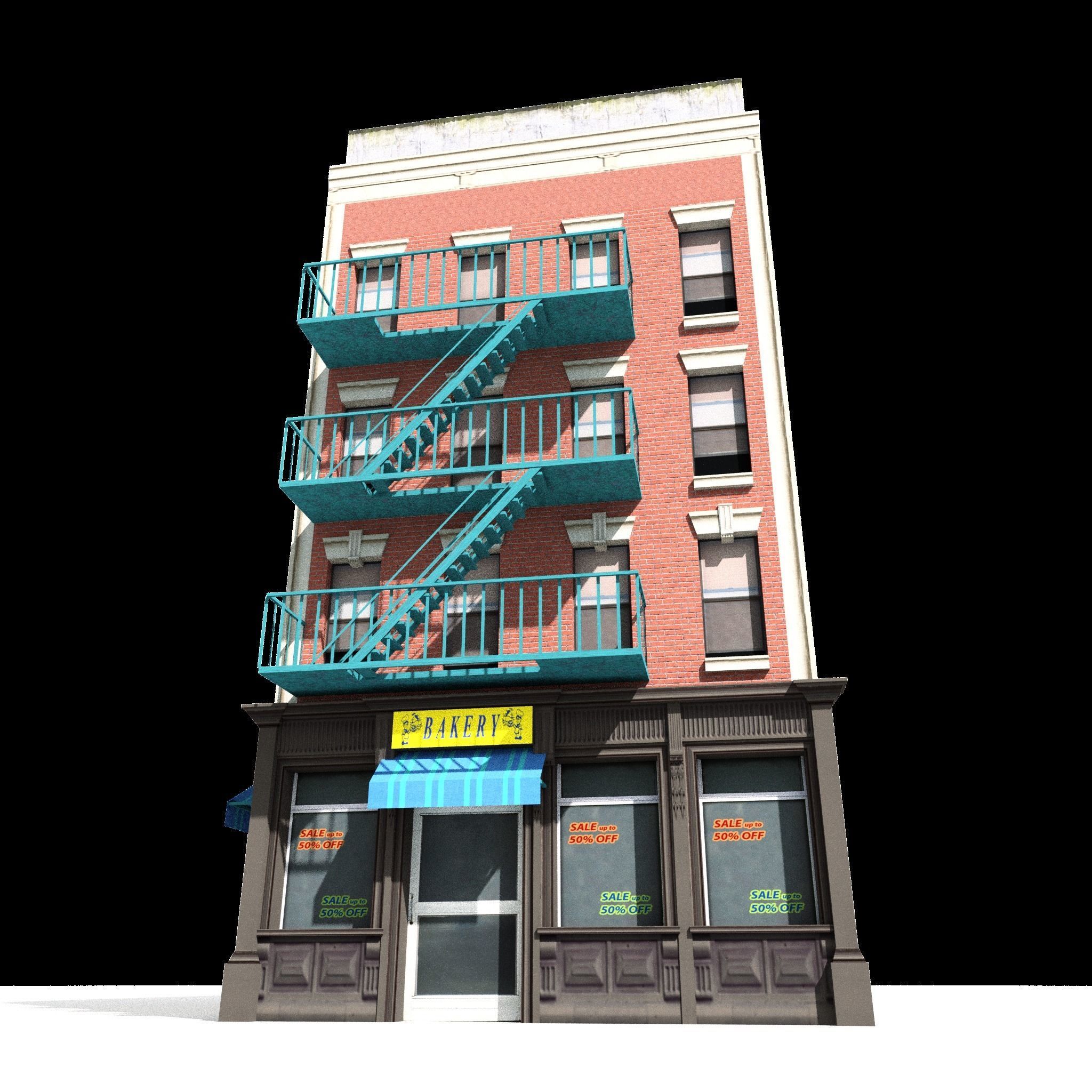 Nyc Building 02 Type 1 Low-poly 3D model_15