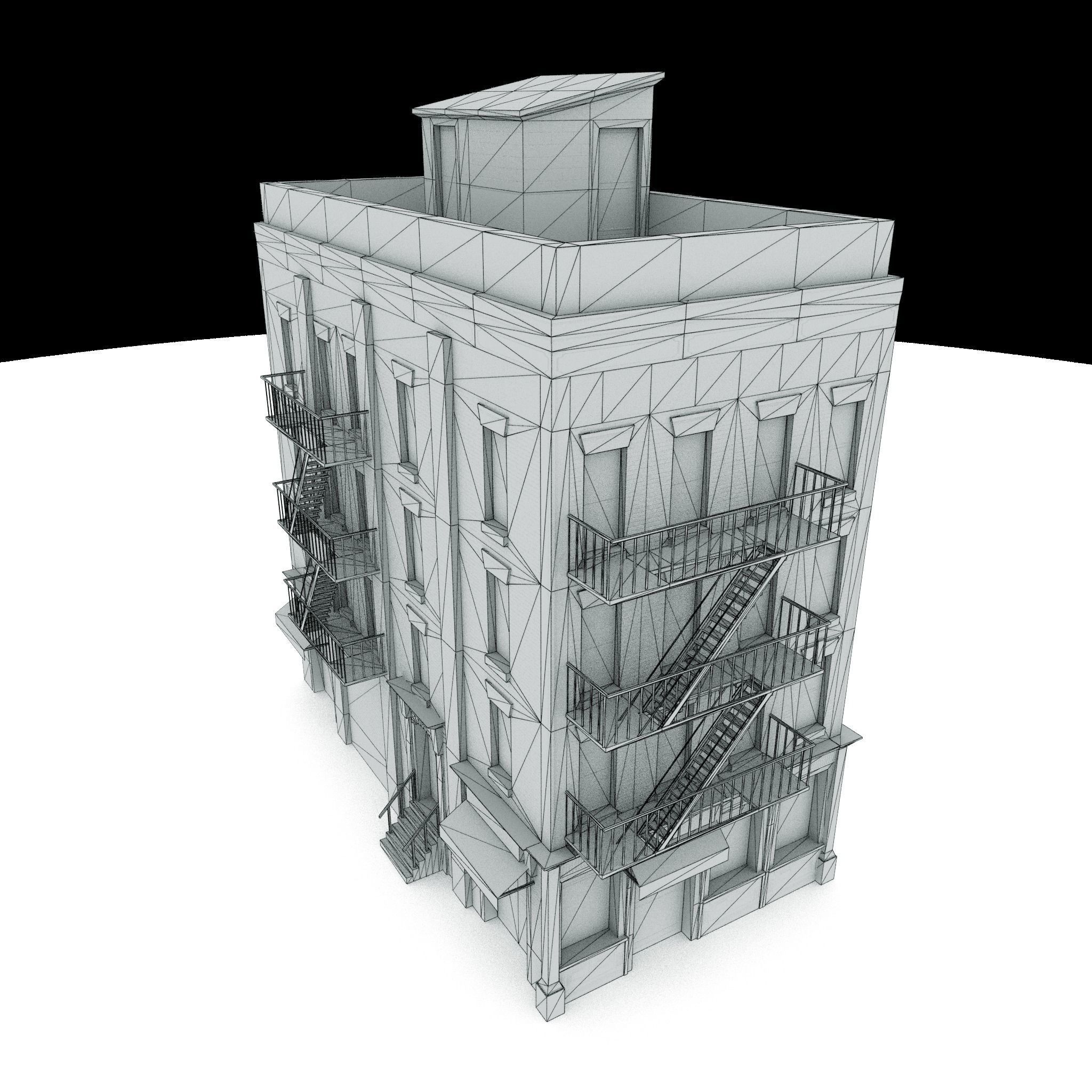 Nyc Building 02 Type 1 Low-poly 3D model_8