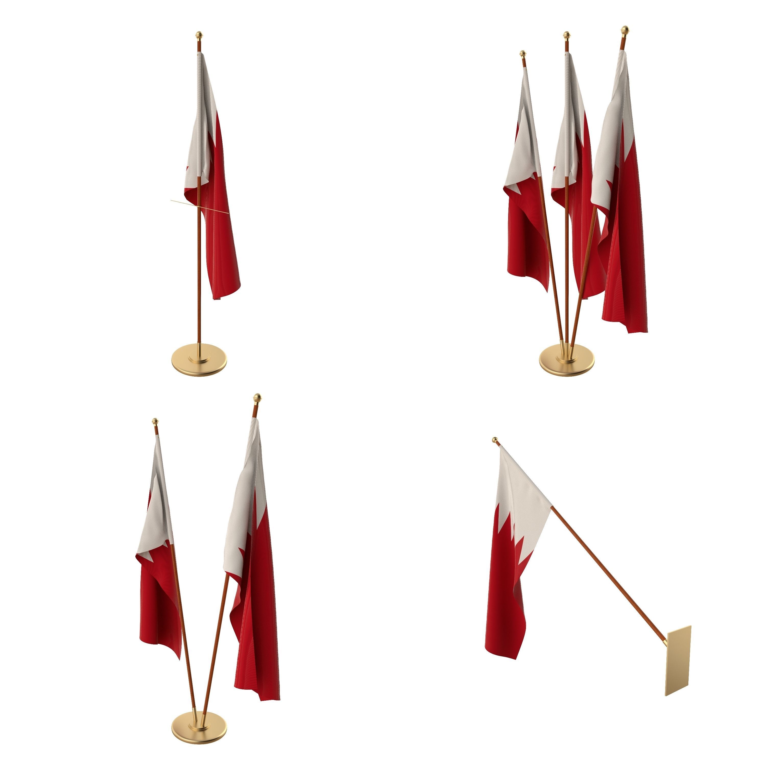 Bahrain Flag Pack 3D model_1