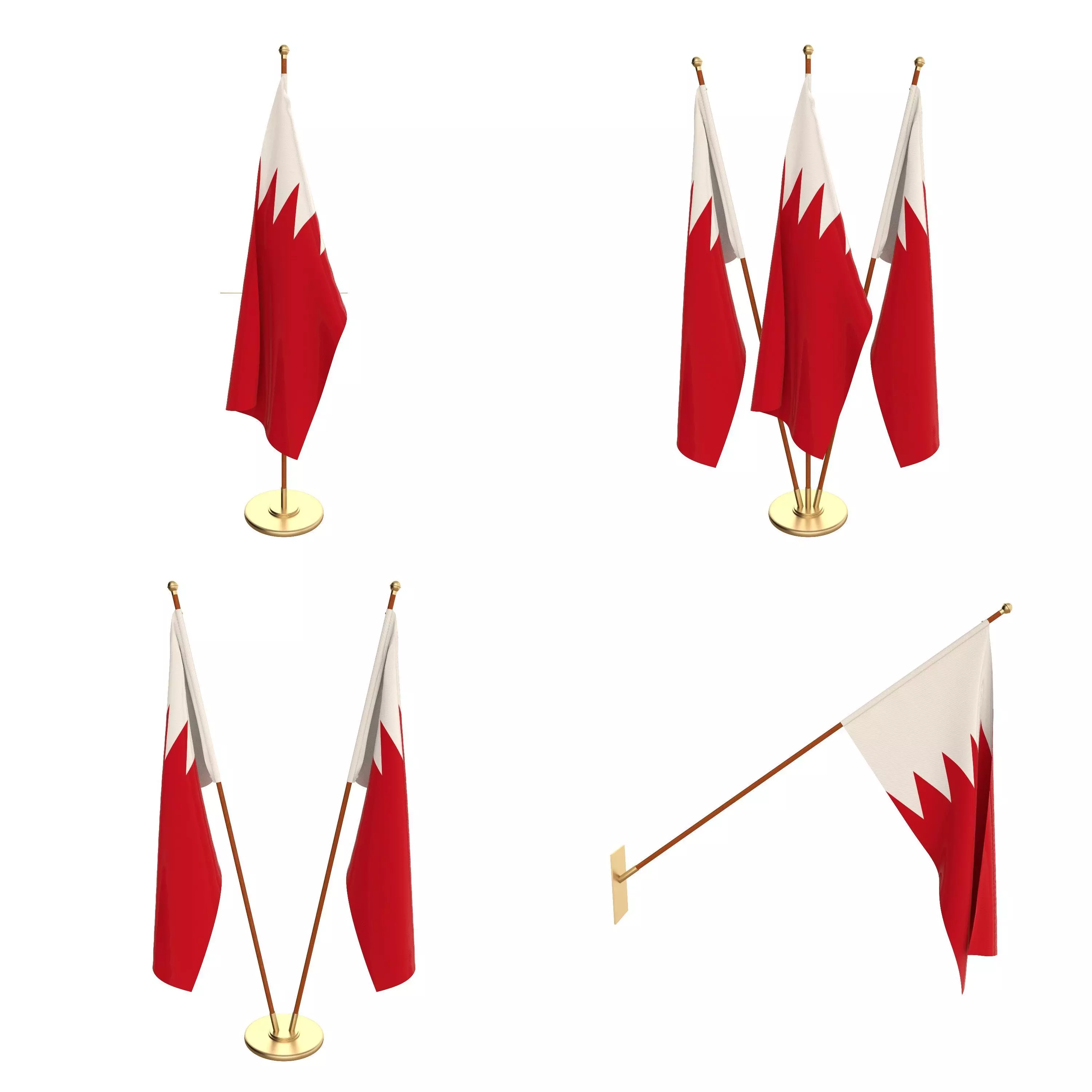 Bahrain Flag Pack 3D model_0