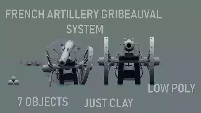 GRIBEAUVAL SYSTEM CANON Low-poly 3D model
