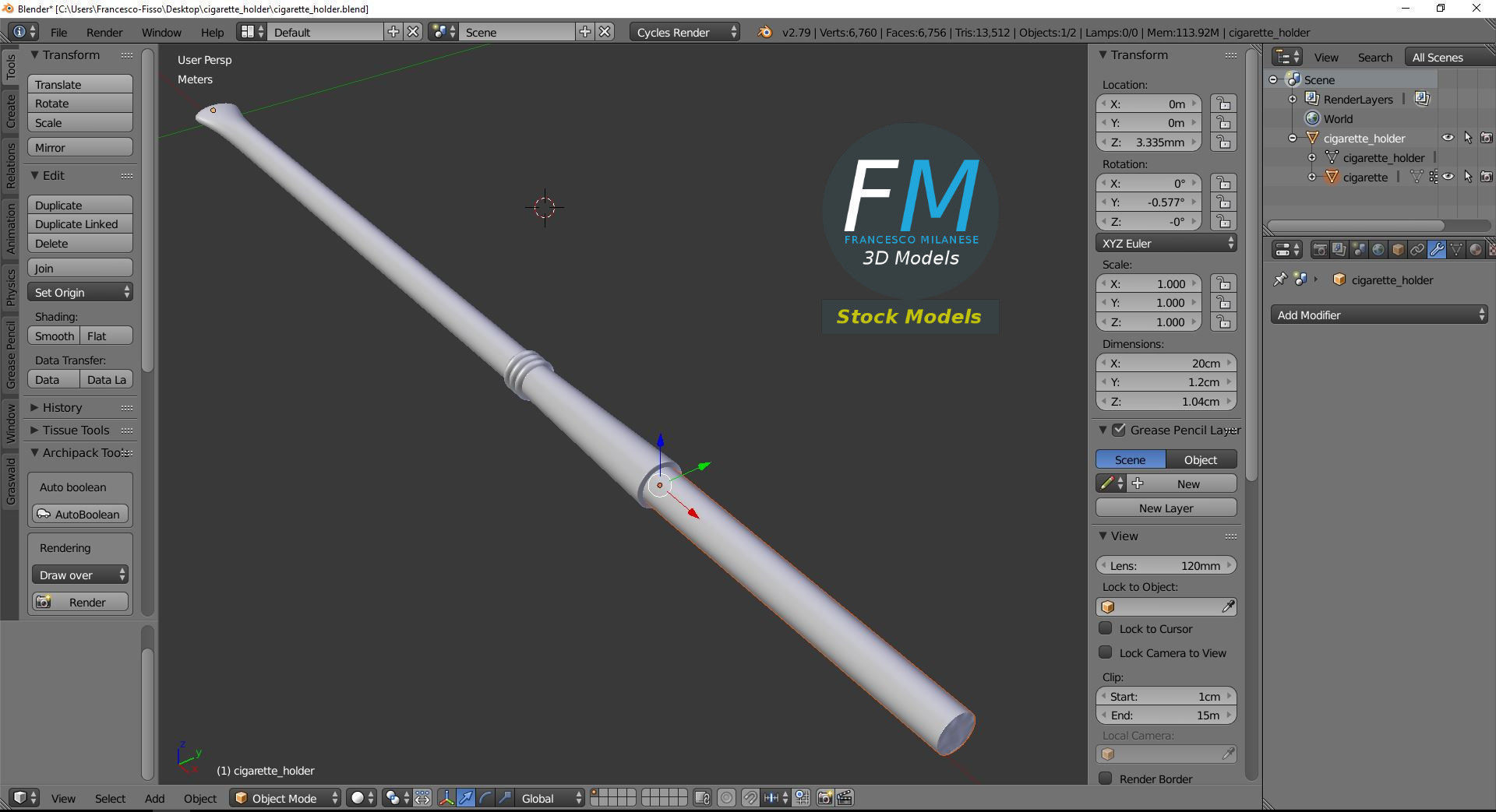 Cigarette holder 3D model_9