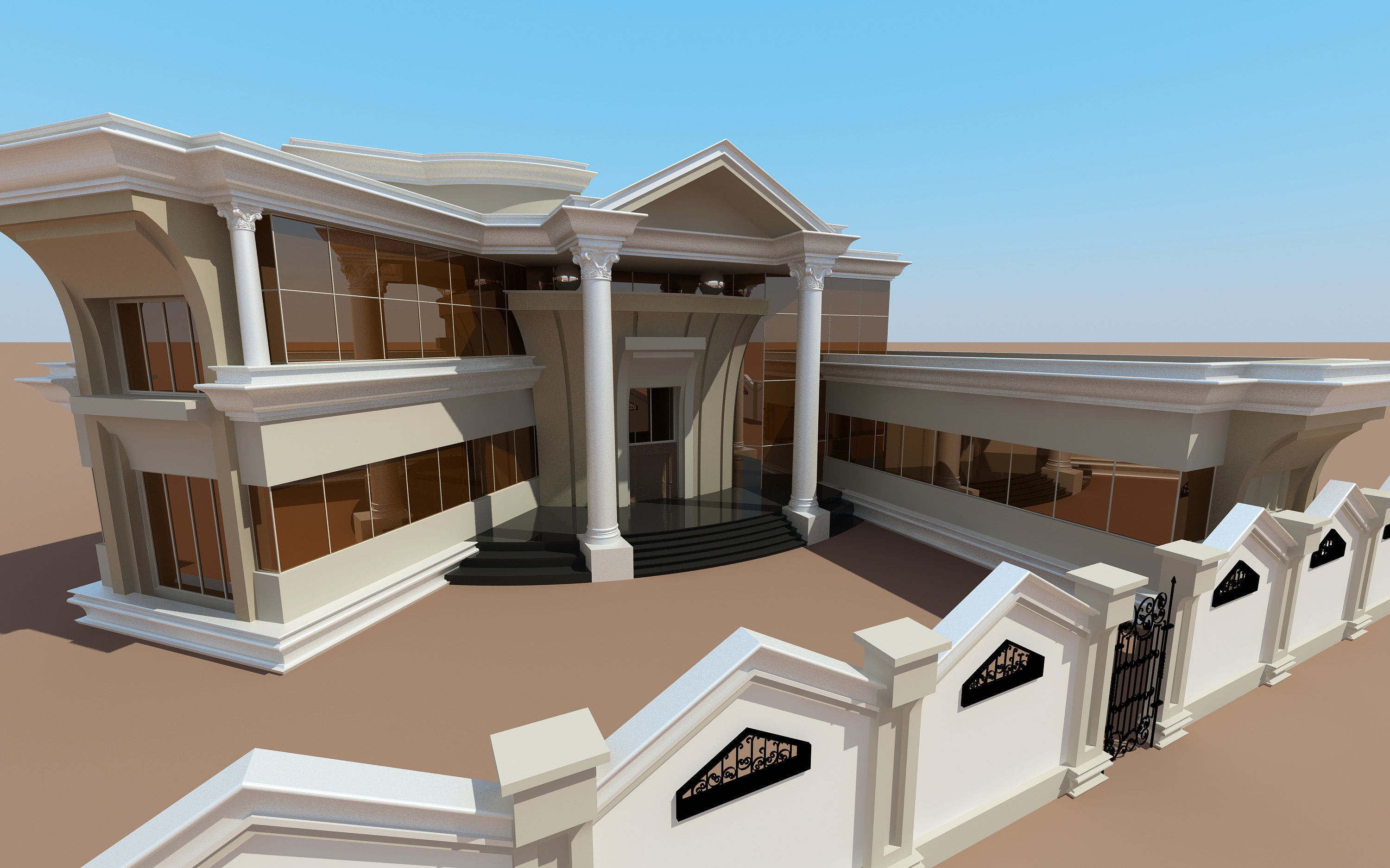 Villa house in desert 3D model_1