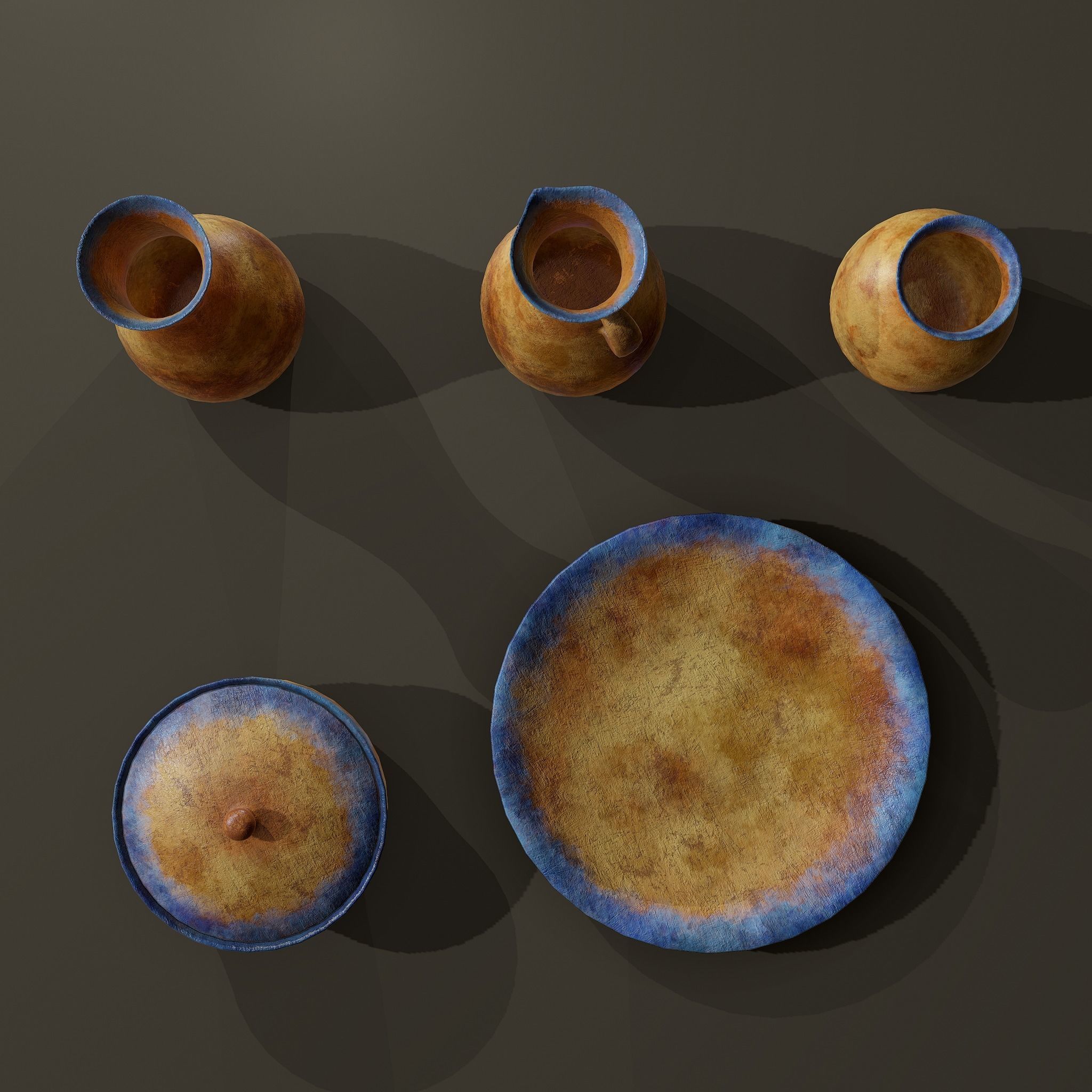 Ancient Terracotta Pottery Set 3D Model Collection_27