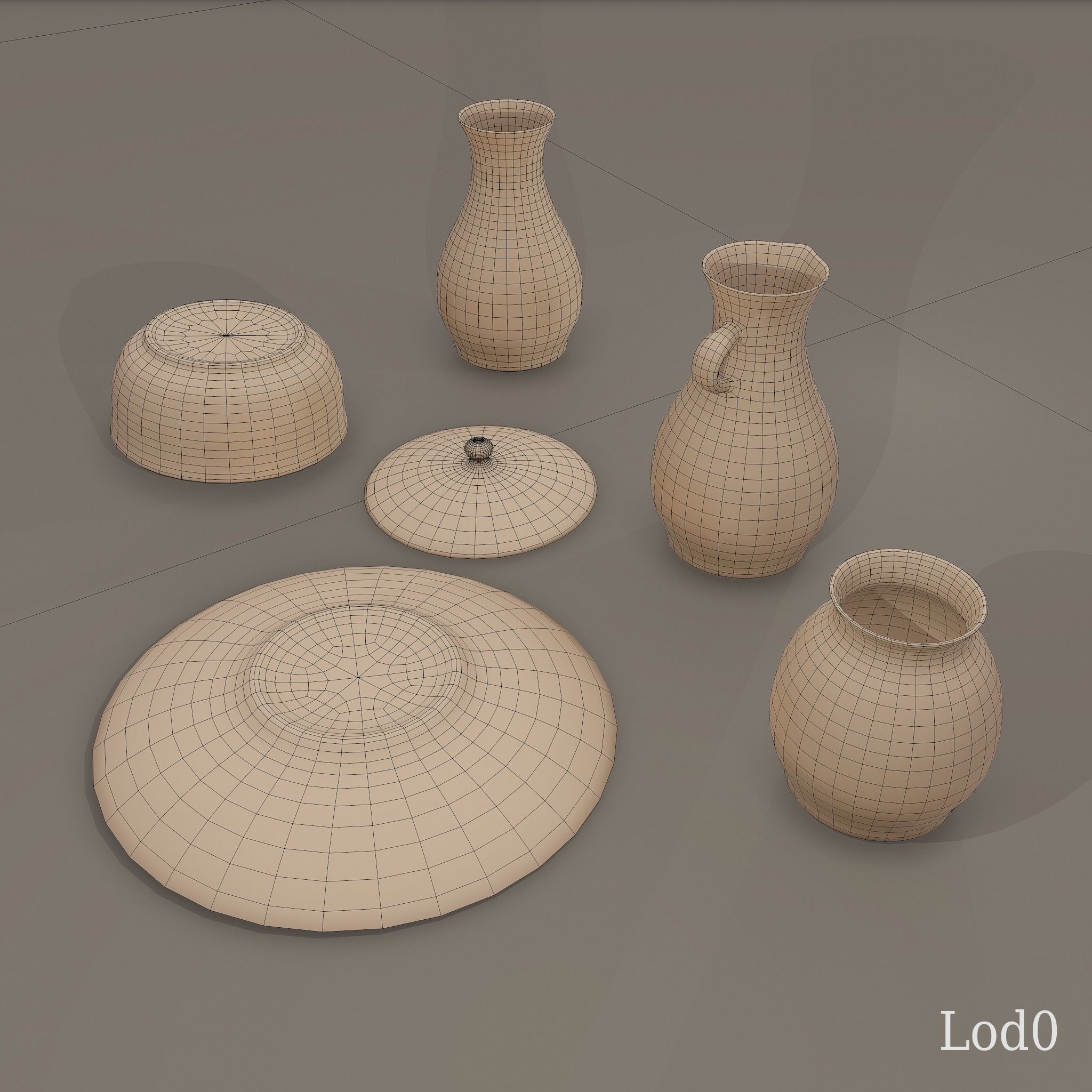 Ancient Terracotta Pottery Set 3D Model Collection_30