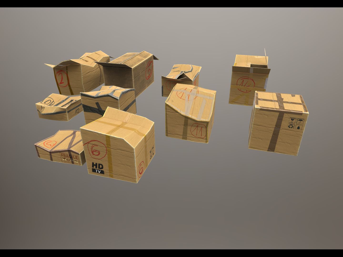 Card Box Low-poly 3D model_13