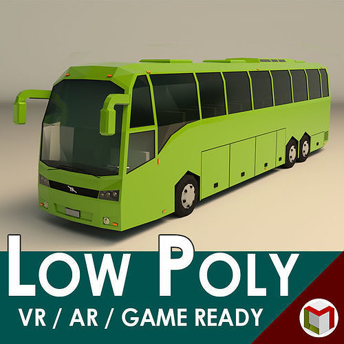 Low Poly Coach Bus 01 Low-poly 3D model