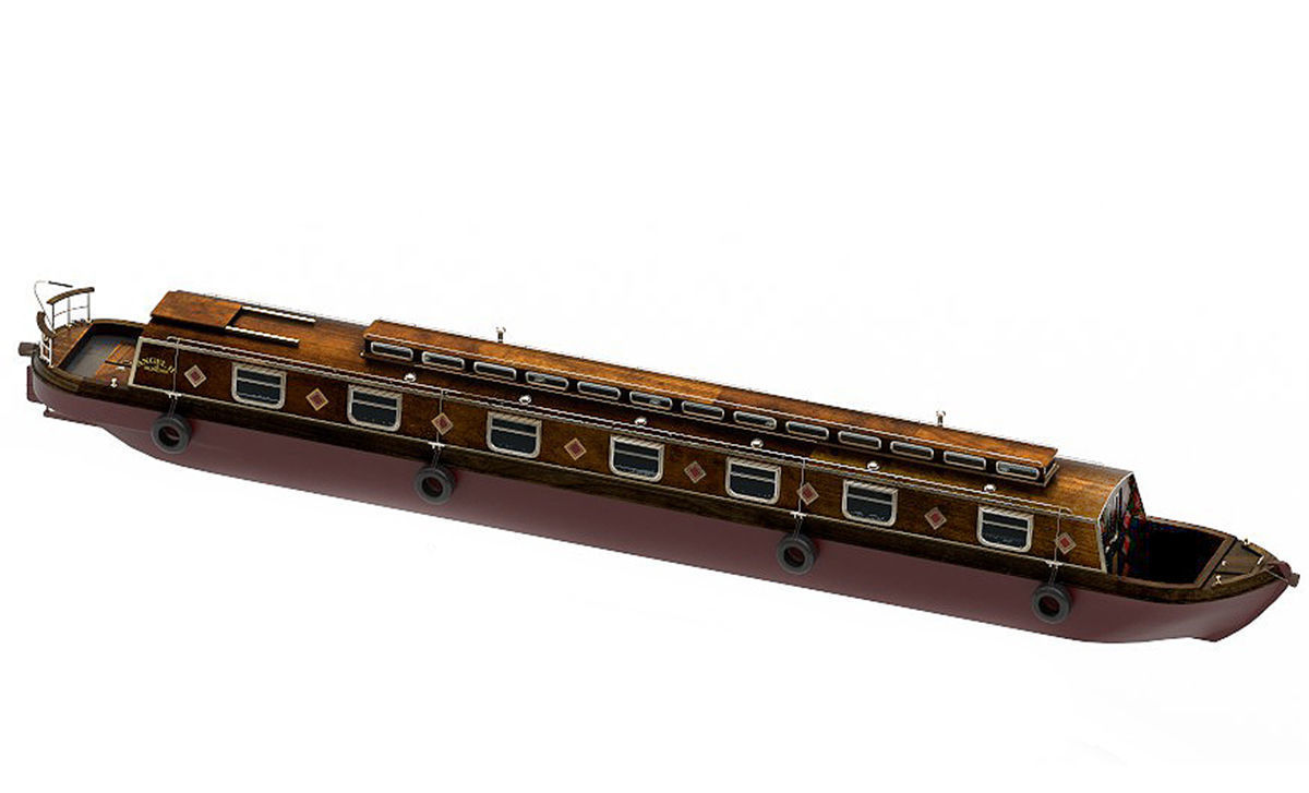 Narrowboat british canal boat 3D model_1