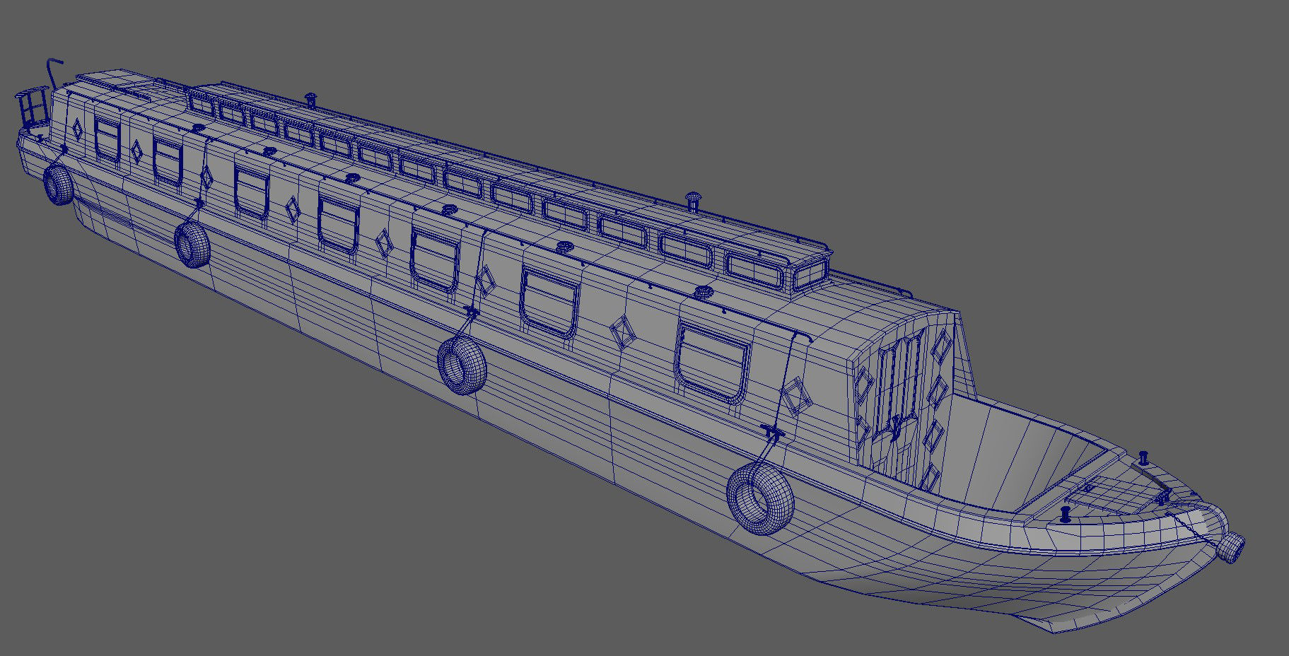 Narrowboat british canal boat 3D model_2
