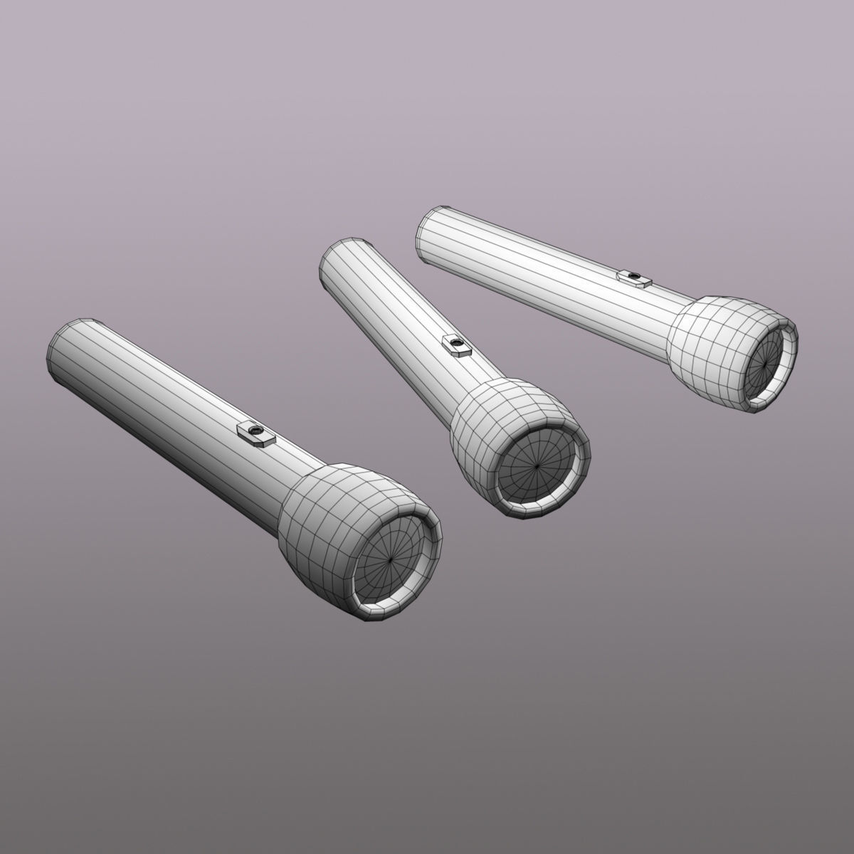 Flashlight three different colored flashlights Low-poly 3D model_7