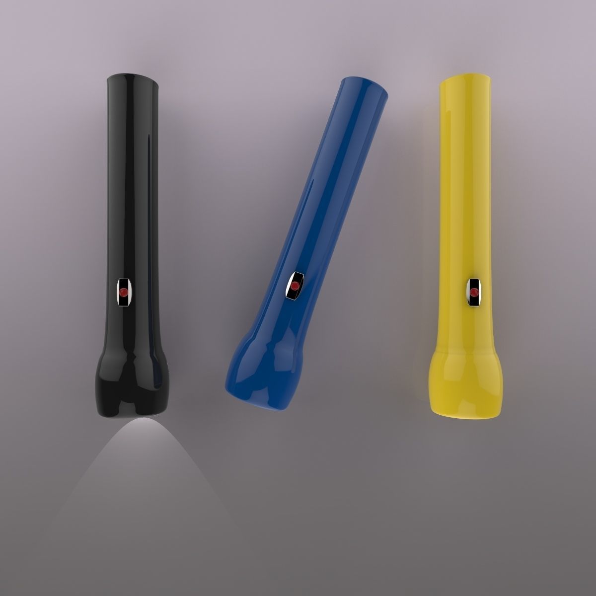 Flashlight three different colored flashlights Low-poly 3D model_6