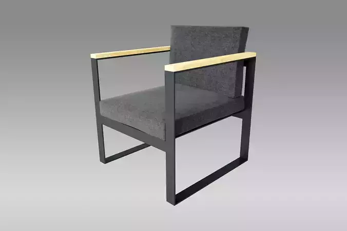 Armchair chair with wood frame and fabric