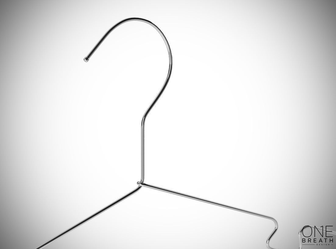 30cm Realistic Thin Metal Hanger for Dressing Shops 3D model_3
