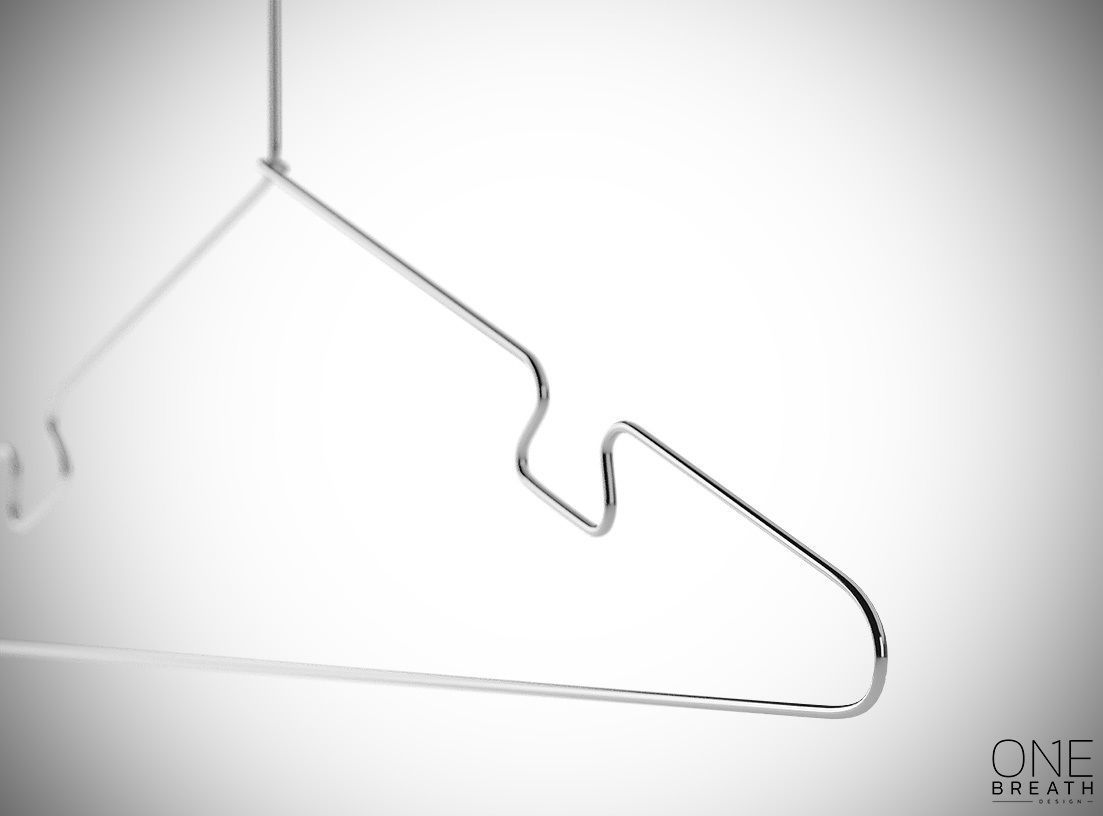 30cm Realistic Thin Metal Hanger for Dressing Shops 3D model_2