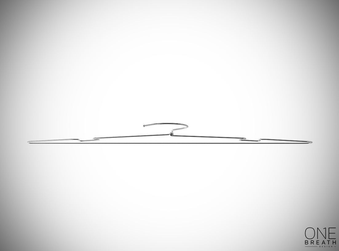 30cm Realistic Thin Metal Hanger for Dressing Shops 3D model_6