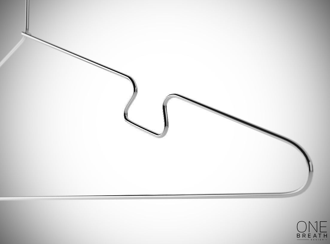 30cm Realistic Thin Metal Hanger for Dressing Shops 3D model_5