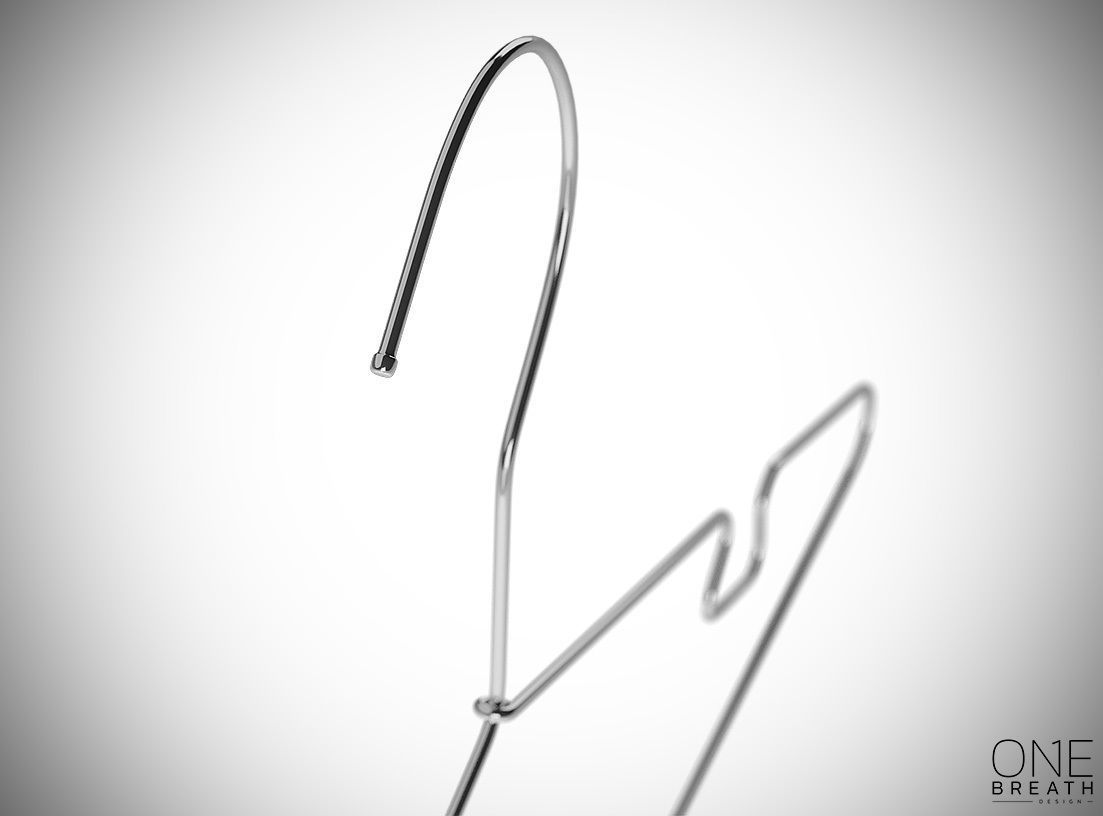 30cm Realistic Thin Metal Hanger for Dressing Shops 3D model_4