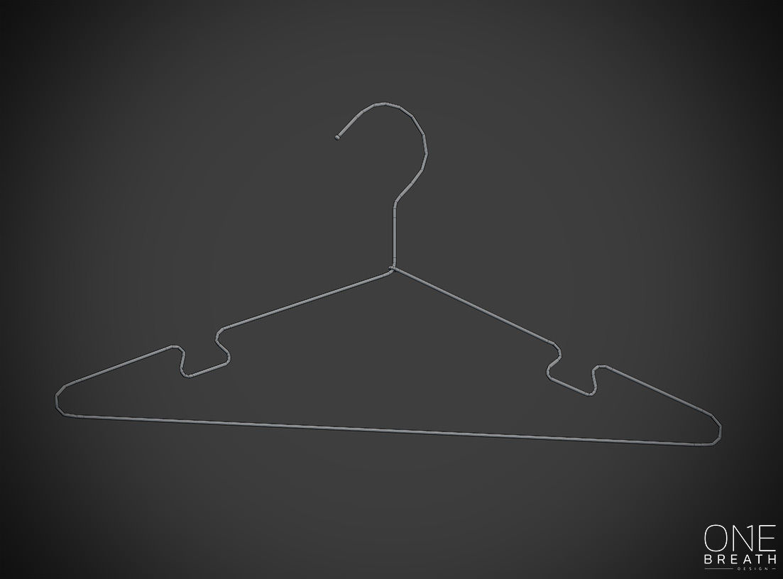 30cm Realistic Thin Metal Hanger for Dressing Shops 3D model_7