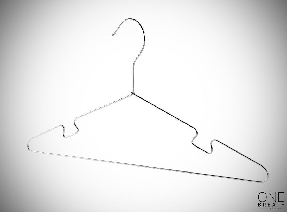30cm Realistic Thin Metal Hanger for Dressing Shops 3D model_1