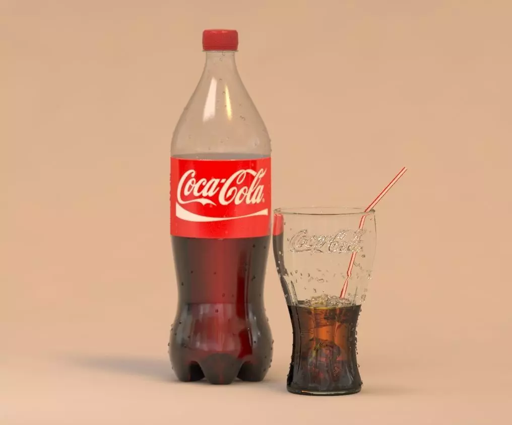 Coca-Cola bottle and cup 3D model