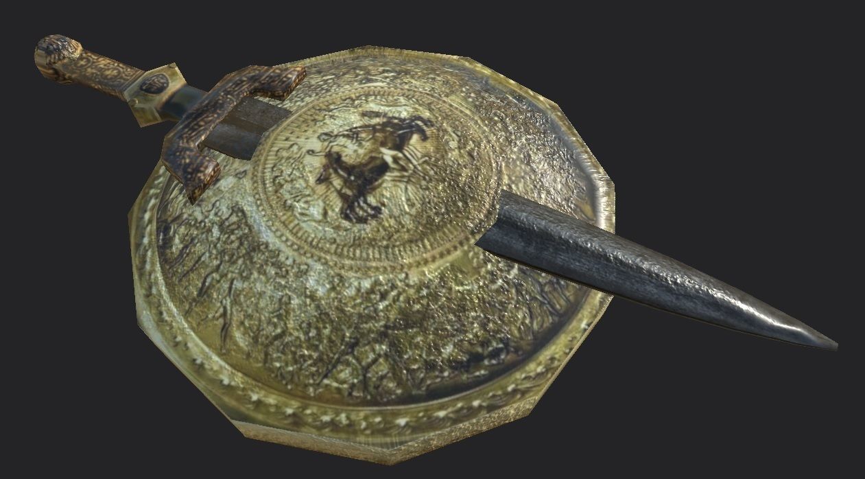 Sword and Shield of Achilles Low-poly 3D model_4