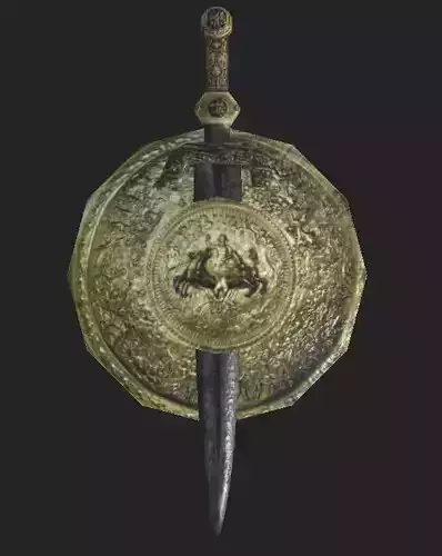 Sword and Shield of Achilles Low-poly 3D model