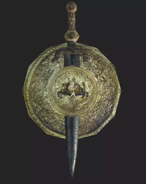 Sword and Shield of Achilles Low-poly 3D model_0