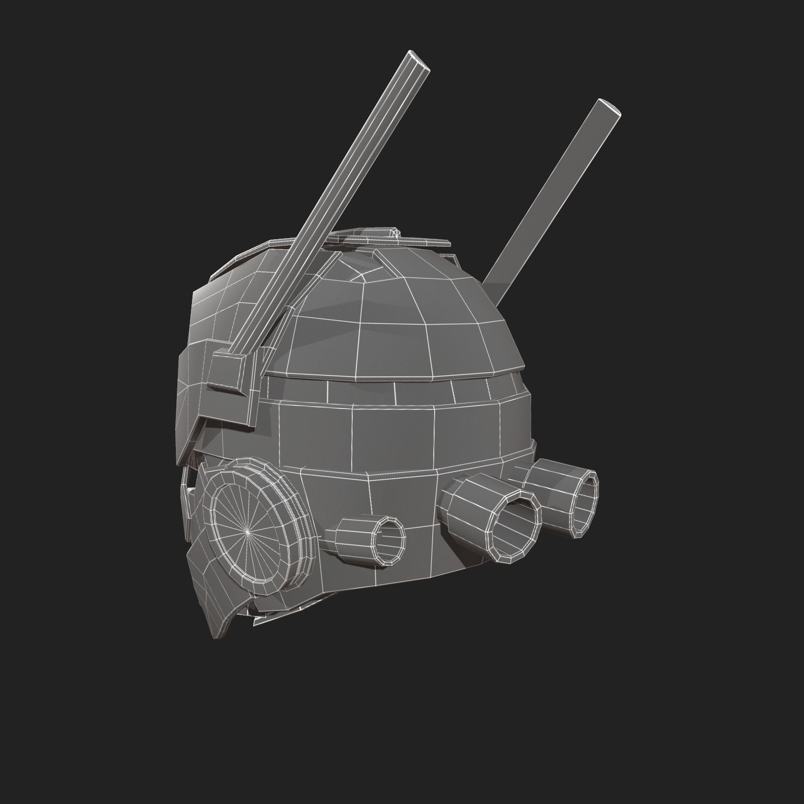 Helmet scifi Low-poly 3D model_4