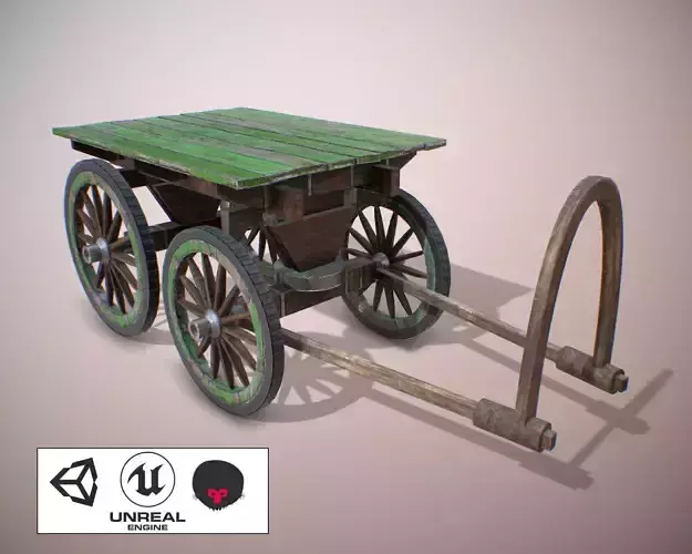 Old Carriage  PBR low poly game ready
