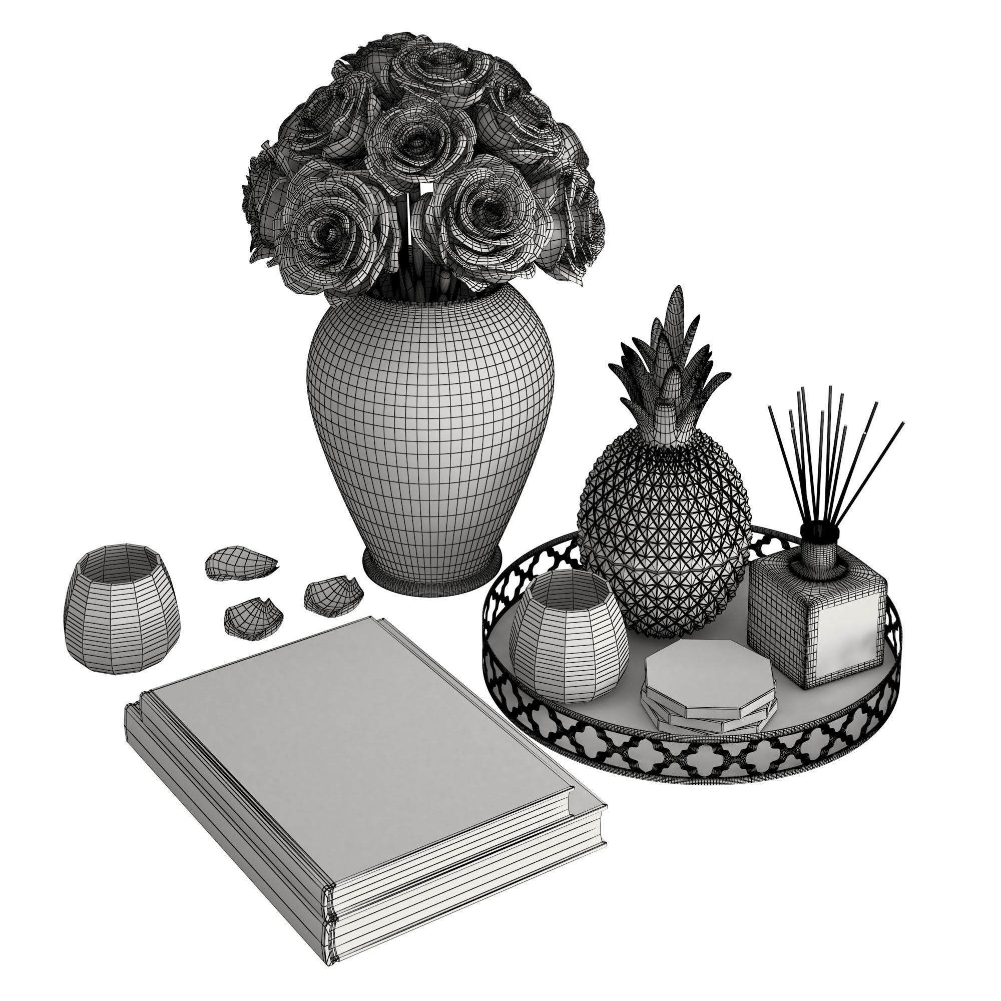 Silver Coffee Table Decor  3D model_3