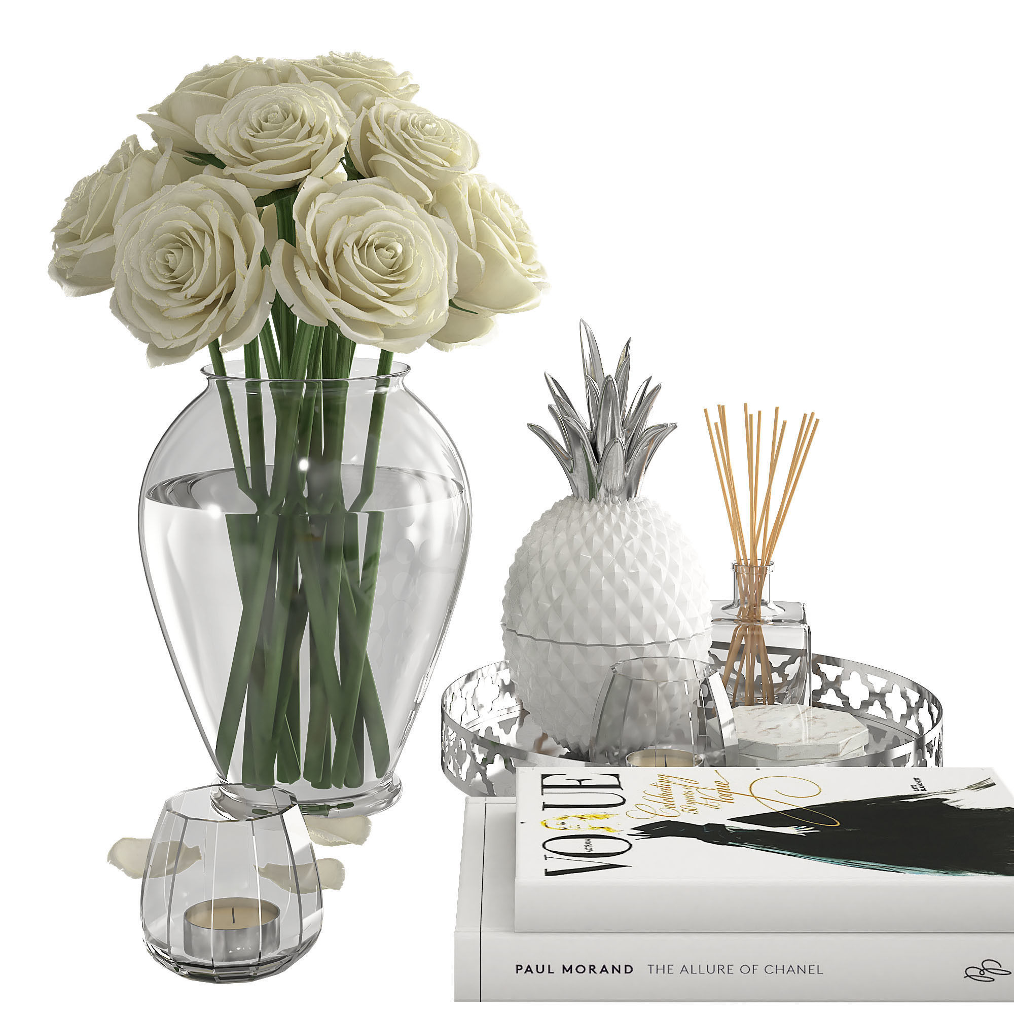 Silver Coffee Table Decor  3D model_1