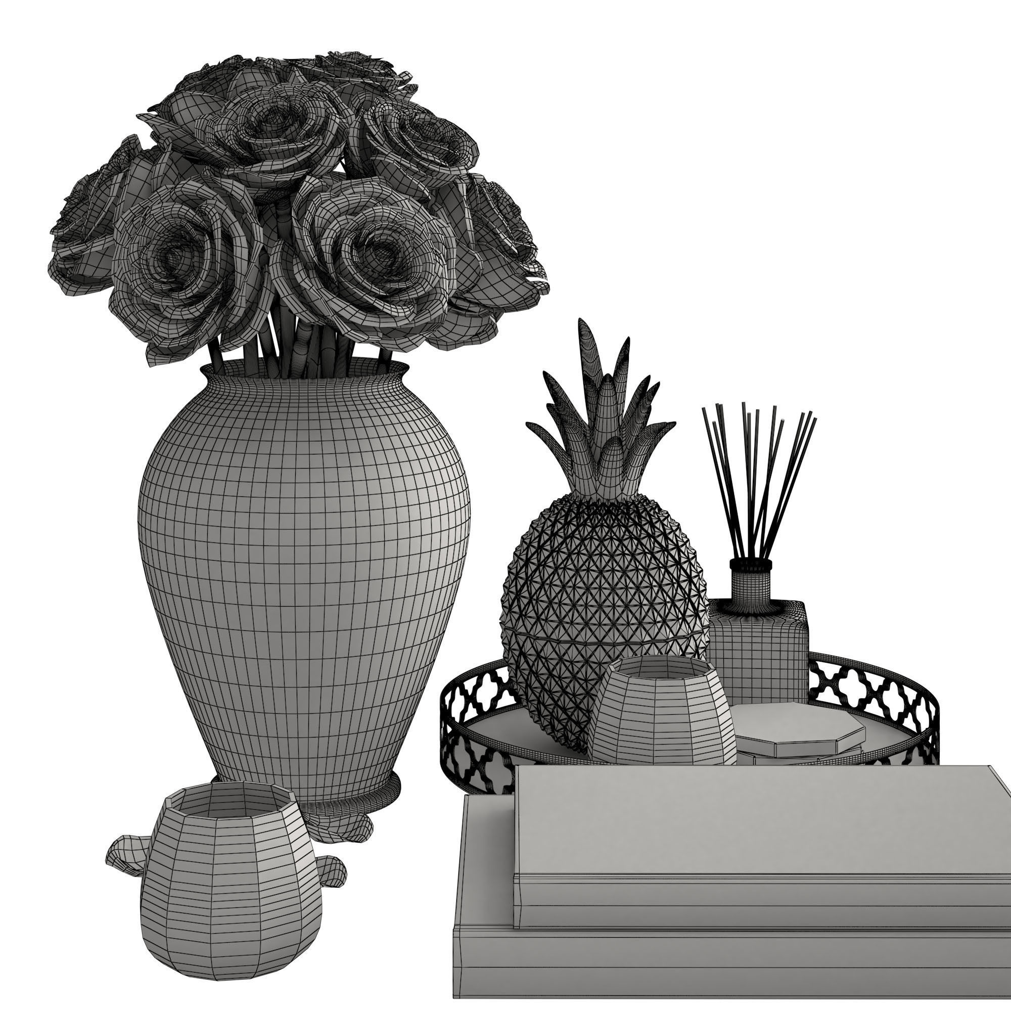 Silver Coffee Table Decor  3D model_4