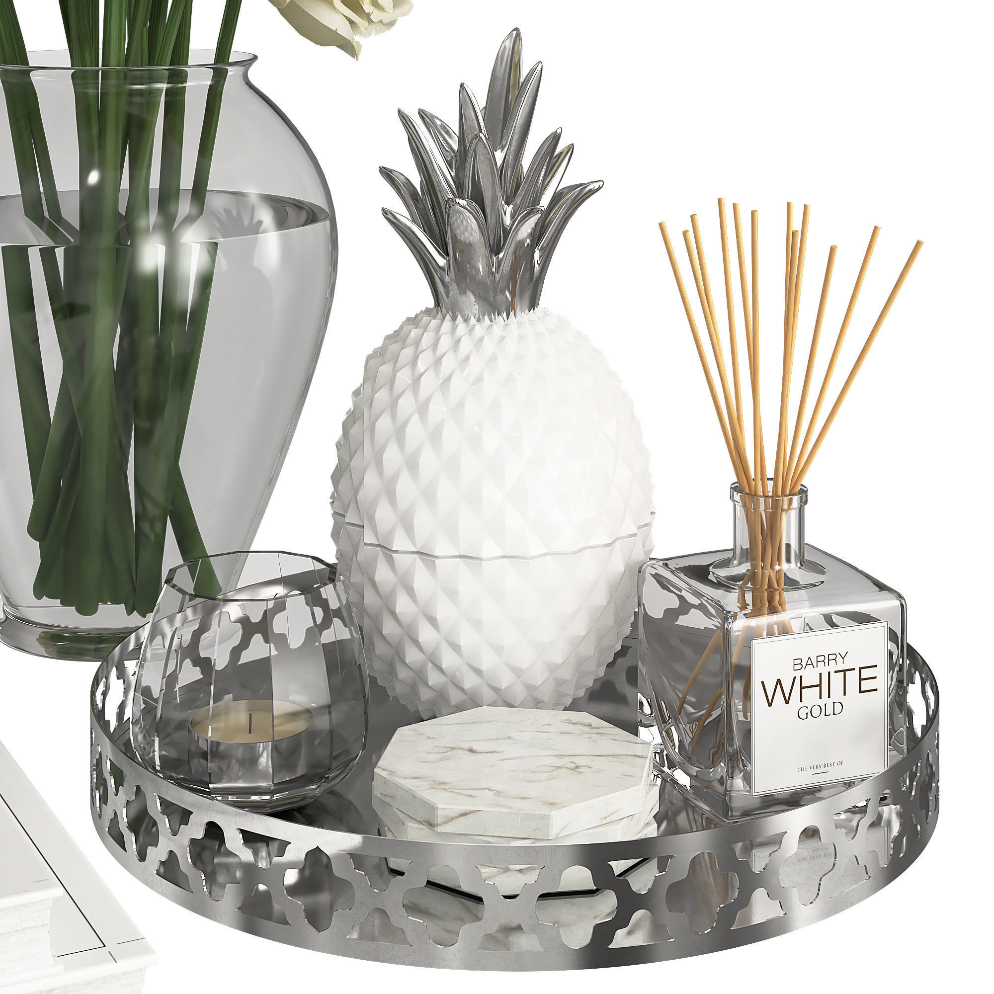 Silver Coffee Table Decor  3D model_2