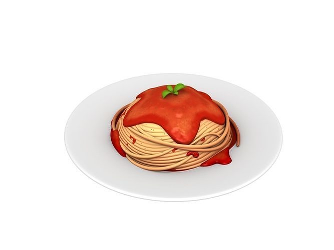 Spaghetti with tomato sauce on plate 3D model