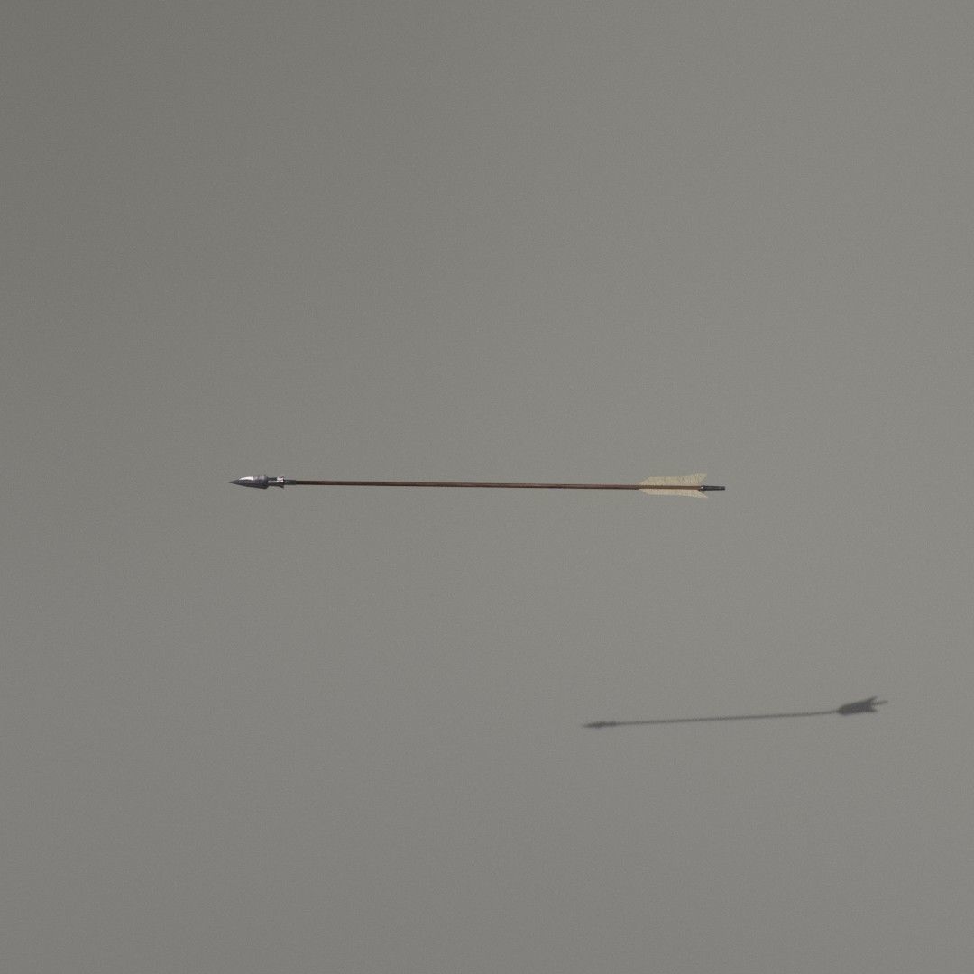 Low-poly bow and arrow Low-poly 3D model_4