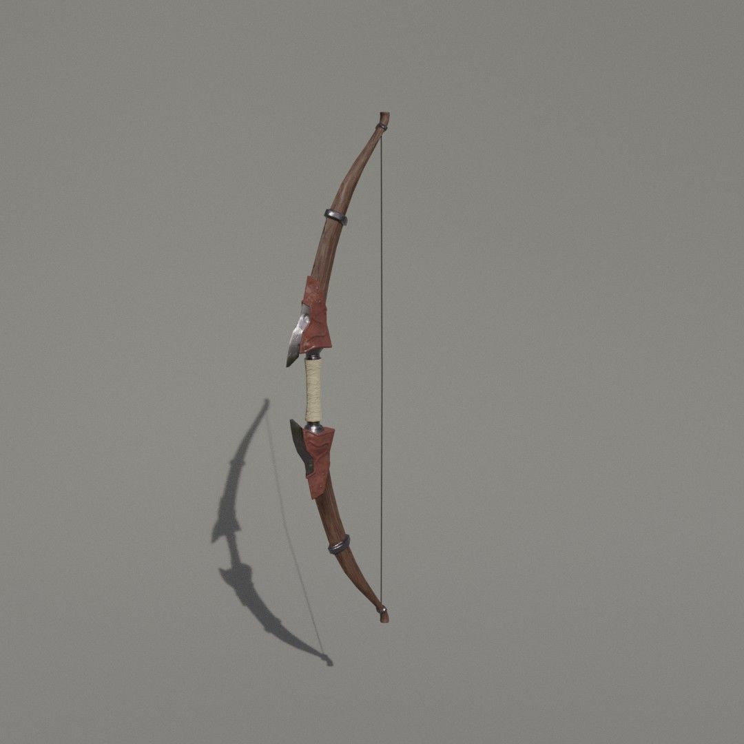 Low-poly bow and arrow Low-poly 3D model_3
